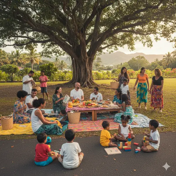 Families connecting at a meetup
